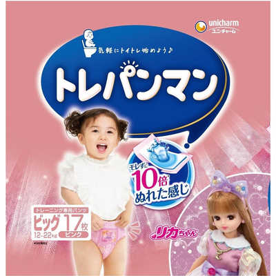 トレパンマン 女の子 ビッグサイズ 6袋セット トレーニングパンツ ユニチャーム ユニチャーム トレパンマン ビックサイズ(12-22kg)17枚 ピンク
