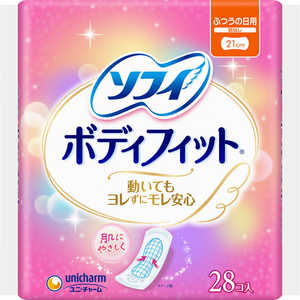 ユニチャーム sofy(ソフィ) ボディフィット ふつうの日用 羽なし 21cm 28枚 ユニチャーム sofy(ソフィ) ボディフィット ふつうの日用 羽なし 21cm 28枚
