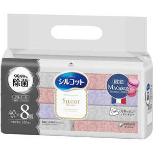 ユニチャーム Silcot(シルコット)99.99％除菌 詰替40枚×8個 マカロン企画(ランボワーズカラー) シ99カ40X8マカロン