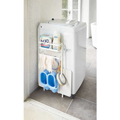 山崎実業 プレート 洗濯機横マグネット収納ラック 3309 ホワイト の