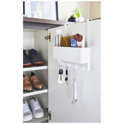 山崎実業 スマート フック付ひっかけ下駄箱扉収納ラック ホワイト 5536