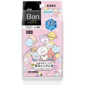 LION Ban さっぱり感PREMIUNシート クールタイプ ウォータリーフローラルの香り BT21bデザイン 厚手30枚入 