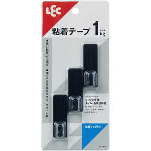 レック 粘着フック(小)3個入 ブラック レック 粘着フック(小)3個入 ブラック