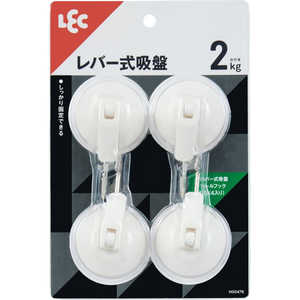 レック レバー式吸盤ツールフック(小)4個入 レック レバー式吸盤ツールフック(小)4個入