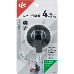 レック レバー式吸盤ツールフック ワイド(大)1個入 ブラック レック レバー式吸盤ツールフック ワイド(大)1個入 ブラック