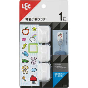 レック 粘着小物フック(シール付き)3個入 