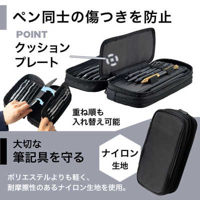 リヒトラブ XCOA スプレッドダブルペンケース ジェットブラック [120mm