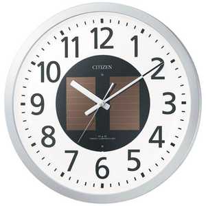 リズム時計 CITIZEN 電波ソーラー掛け時計「エコライフM815」 シルバーメタリック 4MY815019