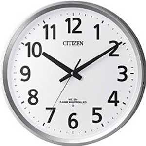 リズム時計 CITIZEN 電波掛け時計「パルウェーブM475」 シルバーメタリック 8MY475019