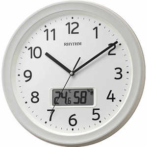 リズム時計 RHYTHM 温度・湿度計付電波掛け時計 「フィットウェーブリブA02」 8FYA02SR03