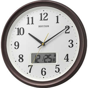 リズム時計 RHYTHM 温度・湿度計付電波掛け時計 「フィットウェーブリブA02」 8FYA02SR06