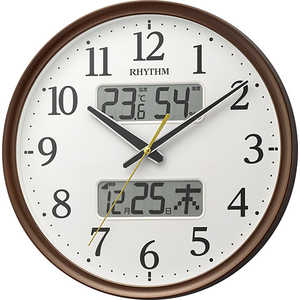 リズム時計 RHYTHM 温度・湿度計付電波掛け時計「フィットウェーブリブA03」 8FYA03SR03 茶 8FYA03SR06