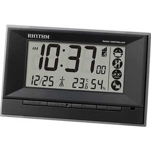 リズム時計 RHYTHM 電波目覚まし時計 温湿度計付  フィットウェーブD207 黒  8RZ207SR02