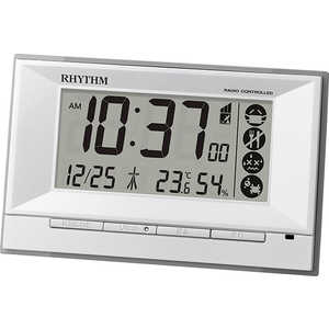 リズム時計 RHYTHM 電波目覚まし時計 温湿度計付  フィットウェーブD207 白  8RZ207SR03