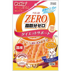 ペティオ おいしくスリム 脂肪分ゼロ ダブルスティック ササミとおいも & 根菜入り 100g ペティオ おいしくスリム 脂肪分ゼロ ダブルスティック ササミとおいも & 根菜入り 100g