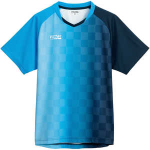 VICTAS 男女兼用 ユニセックス バーティカル グラデーション ゲームシャツ(VERTICAL GRADATION GS)(2XLサイズ/) ターコイズ×ネイビー 612101