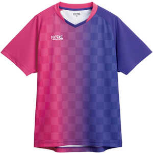 VICTAS 男女兼用 ユニセックス バーティカル グラデーション ゲームシャツ(VERTICAL GRADATION GS)(3XLサイズ/) ホットピンク×バイオレット 612101 VICTAS 男女兼用 ユニセックス バーティカル グラデーション ゲームシャツ(VERTICAL GRADATION GS)(3XLサイズ/) ホットピンク×バイオレット 612101