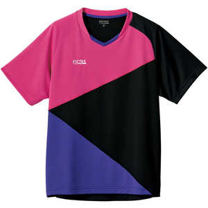 VICTAS 男女兼用 ユニセックス カラー ブロック ゲームシャツ(COLOR BLOCK GS)(130サイズ/) ホットピンク×ブラック 612103