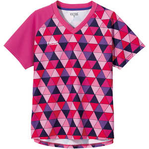 VICTAS 男女兼用 ユニセックス カラフル トライアングル レディスゲームシャツ(COLORFUL TRIANGLE LGS)(2XSサイズ/) ピンク 612104