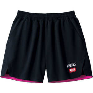 VICTAS 男女兼用 卓球 ユニフォーム インサイド ヘムカラー ゲームパンツ(INSIDE HEM COLOR GP)(Sサイズ/) ブラック×ホットピンク 622102