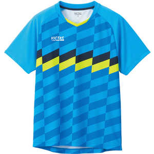 VICTAS 男女兼用 ユニセックス チェッカーラインゲームシャツ(CHECKER LINE GS)(2XSサイズ/) ターコイズ 612111