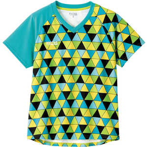 VICTAS 男女兼用 ユニセックス カラフル トライアングル レディスゲームシャツ(COLORFUL TRIANGLE LGS)(2XSサイズ/) グリーン 612104