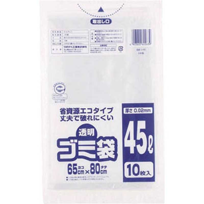 ワタナベ工業 ワタナベ工業 透明ゴミ袋 (再生原料タイプ)45L U45 (1袋10枚) U45 (1袋10枚)