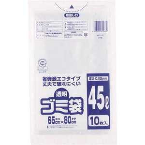 ワタナベ工業 透明ゴミ袋 (再生原料タイプ)45L U45 (1袋10枚)