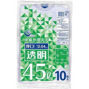 日本技研工業 ポリ袋 厚口タイプ ［45L / 10枚 / 透明］ TN-3