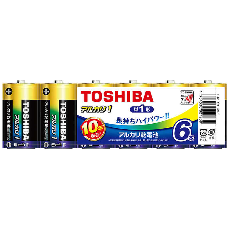 東芝　TOSHIBA 東芝　TOSHIBA 【単一形】6本 アルカリ乾電池｢アルカリ1｣ LR20AN 6MP LR20AN 6MP