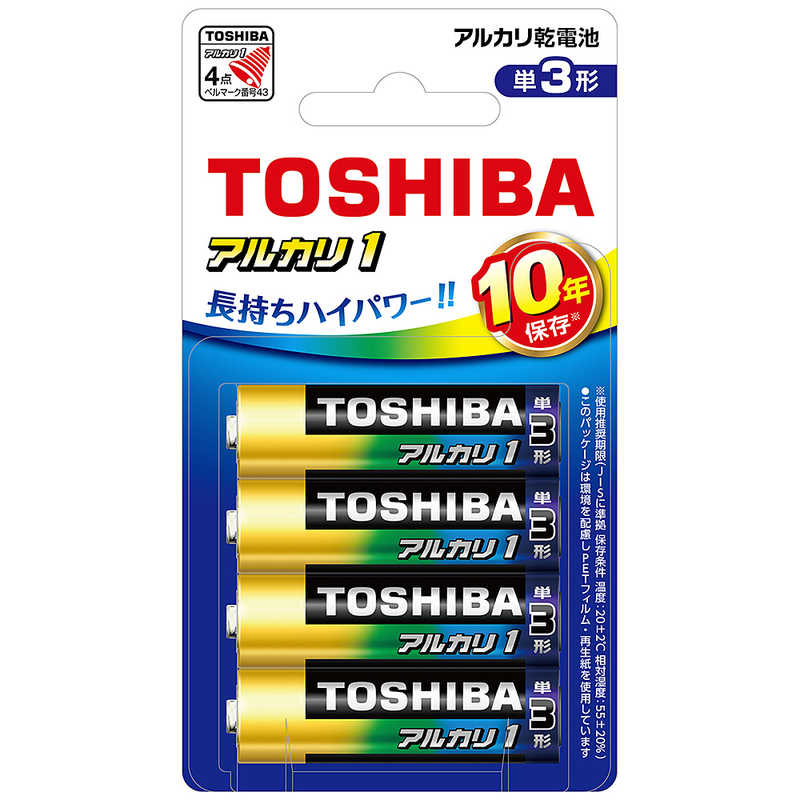 東芝　TOSHIBA 東芝　TOSHIBA 【単三形】4本 アルカリ乾電池｢アルカリ1｣ LR6AN 4BP LR6AN 4BP