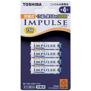 東芝 TOSHIBA 充電池(単4形4本入)「充電式IMPULSE」 TNH‐4A 4P