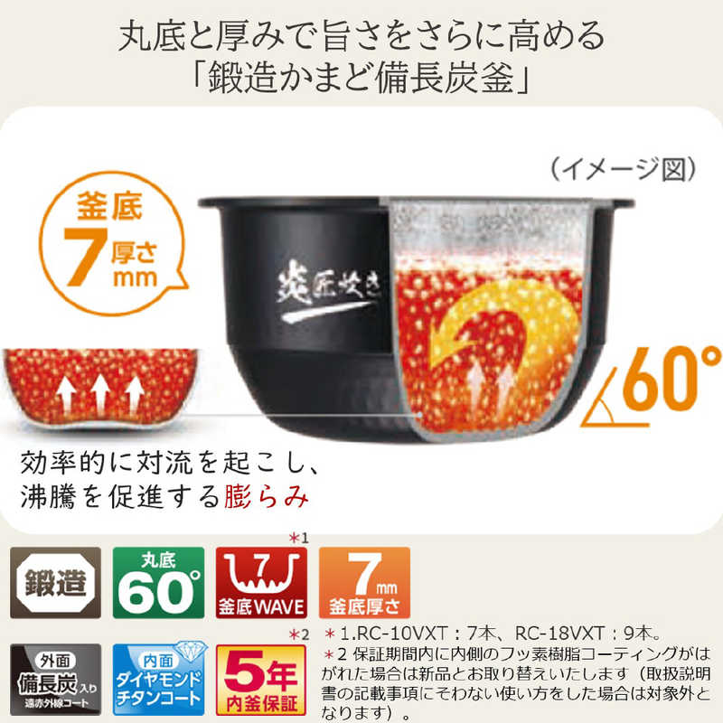 東芝　TOSHIBA 東芝　TOSHIBA 【アウトレット】炊飯器 5.5合 炎匠炊き 真空圧力IH グランホワイト RC10VXTW RC10VXTW