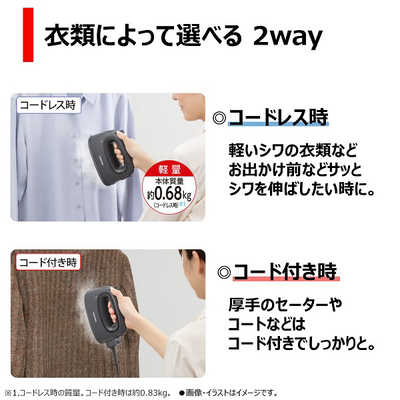東芝 TOSHIBA コードレス衣類スチーマー ダークグレー