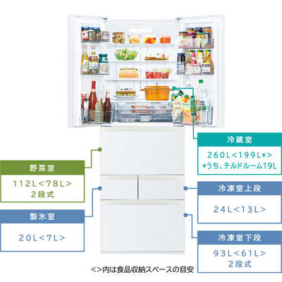 6ドア冷蔵庫　TOSHIBA 2018年モデル　509ℓ 東芝 TOSHIBA 冷蔵庫 6ドア フレンチドア(観音開き) 509L GR-V510FH-EW