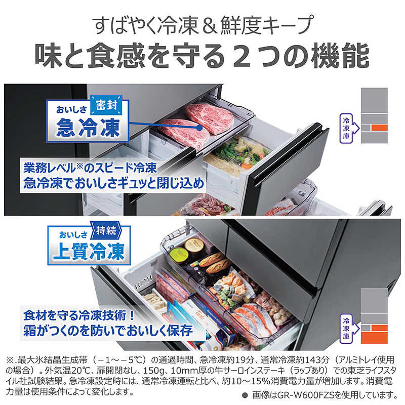 東芝　TOSHIBA 東芝　TOSHIBA 冷蔵庫 5ドア 501L 右開き VEGETA ベジータ GTMシリーズ 幅60cm エクリュホワイト GR-Y500GTM-WS GR-Y500GTM-WS