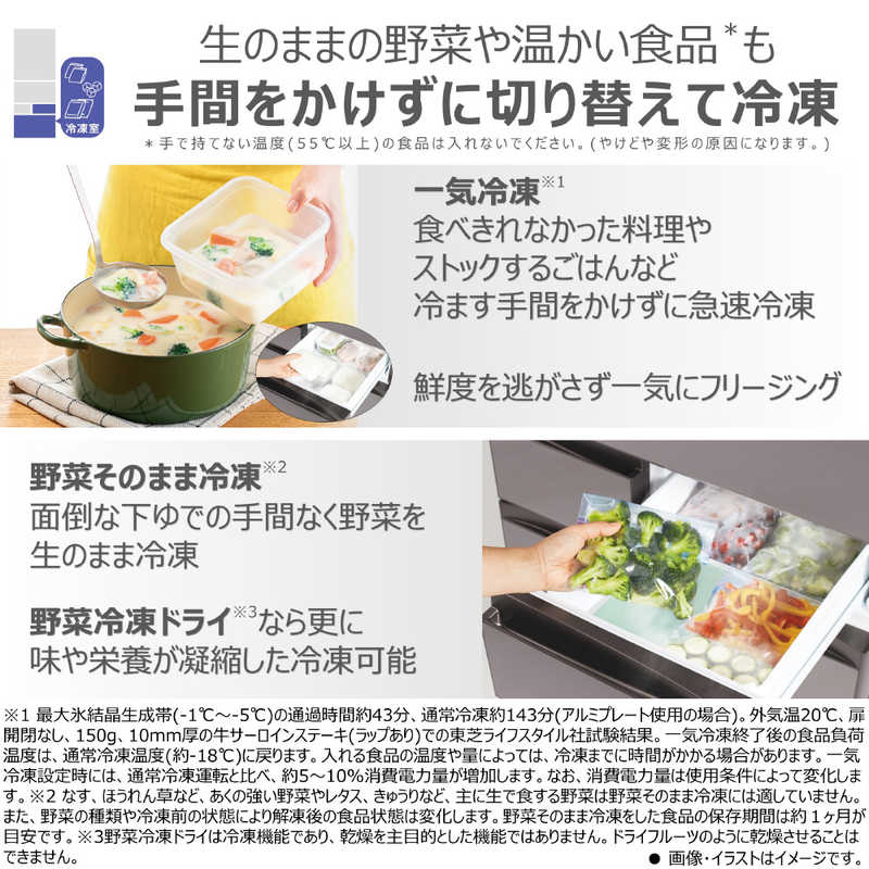 東芝　TOSHIBA 東芝　TOSHIBA 冷蔵庫 6ドア フレンチドア(観音開き) 幅68.5cm 601L グランホワイト GR-W600FK-EW GR-W600FK-EW