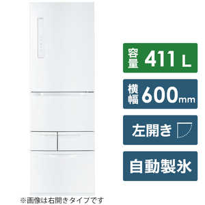 東芝　TOSHIBA 5ドア冷蔵庫 [411L･左開きタイプ] ★GR-R41GBKL-WT グレンホワイト