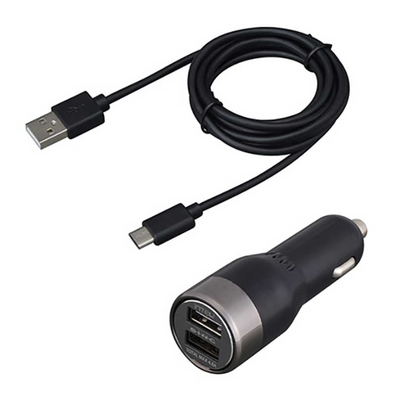 セイワ セイワ タブレット/スマートフォン対応 DC-USB充電器+USB-Cケーブル 1.0m (2ポート) D491 ブラック D491 ブラック
