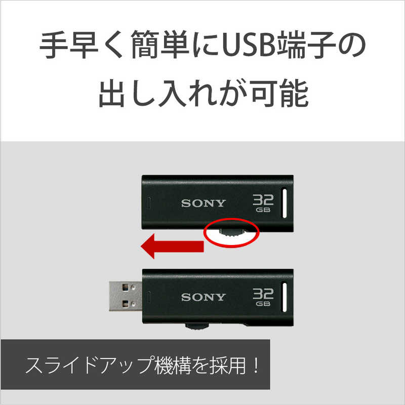 ソニー　SONY ソニー　SONY USBメモリー｢ポケットビット｣[32GB/USB2.0/スライド式] USM32GR‐B (ブラック) USM32GR‐B (ブラック)