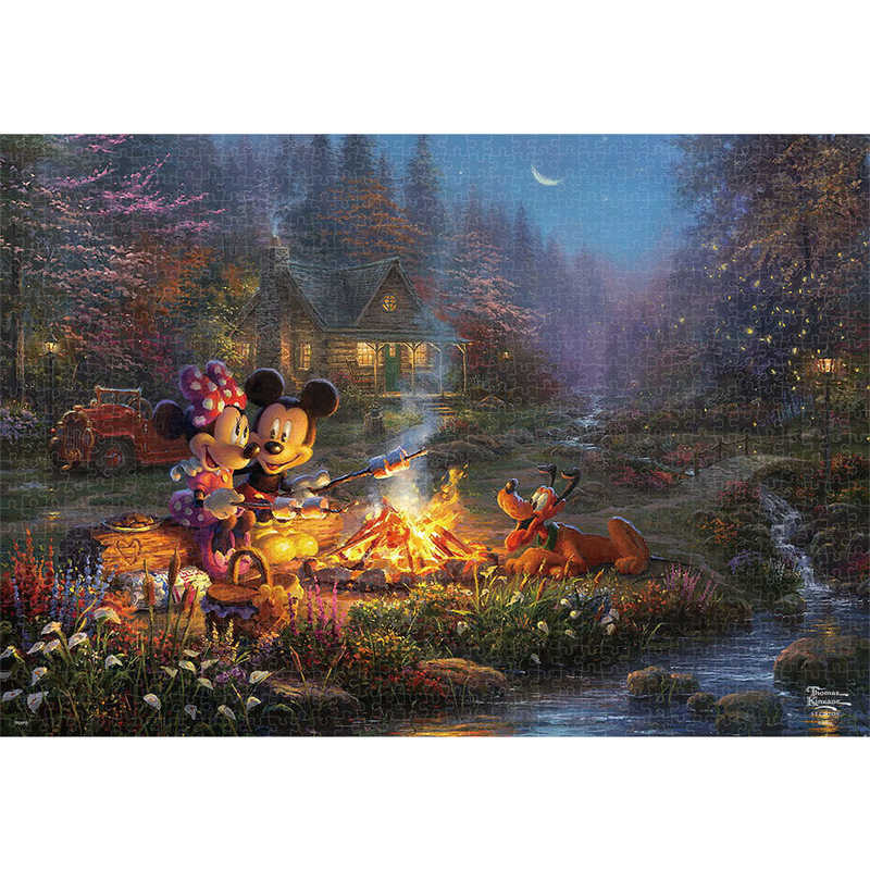 テンヨー 贅沢 ジグソーパズル 【特別訳あり特価】 D-1000-079 Mickey Sweetheart Minnie and Campfire