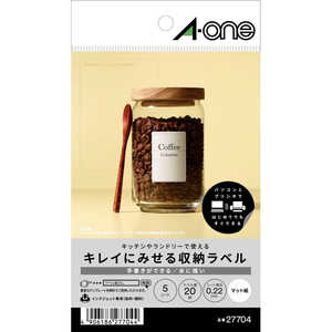 エーワン キレイにみせる収納ラベル水に強いマット紙4面 27704 エーワン キレイにみせる収納ラベル水に強いマット紙4面 27704