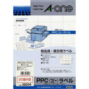 エーワン PPC(コピー)ラベル(A4サイズ・20面・20シート) 28204 エーワン PPC(コピー)ラベル(A4サイズ・20面・20シート) 28204