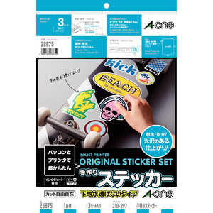 エーワン 手作りステッカー(A4判/ノーカット)3シート 28875(テヅクリステッカー) エーワン 手作りステッカー(A4判/ノーカット)3シート 28875(テヅクリステッカー)
