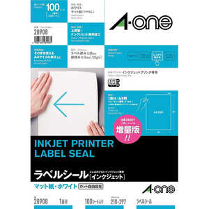 エーワン ラベルシール「インクジェット」 マット紙・ホワイト A4 1面 ノーカット 100シート 28908 エーワン ラベルシール「インクジェット」 マット紙・ホワイト A4 1面 ノーカット 100シート 28908
