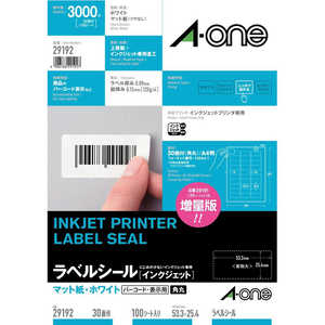 エーワン インクジェットプリンタラベル ~四辺余白付~(A4サイズ・30面・100シ-ト) 29192 エーワン インクジェットプリンタラベル ~四辺余白付~(A4サイズ・30面・100シ-ト) 29192