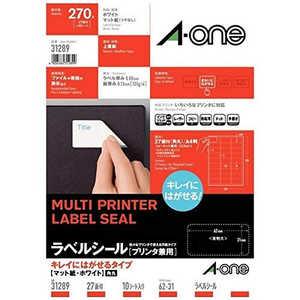 エーワン ラベルシール(プリンタ兼用)四辺余白付 角丸 (A4・27面・10シート) 31289 エーワン ラベルシール(プリンタ兼用)四辺余白付 角丸 (A4・27面・10シート) 31289