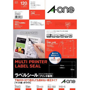 エーワン ラベルシール(プリンタ兼用) A4サイズ・10面・12シート・120片 31663 エーワン ラベルシール(プリンタ兼用) A4サイズ・10面・12シート・120片 31663