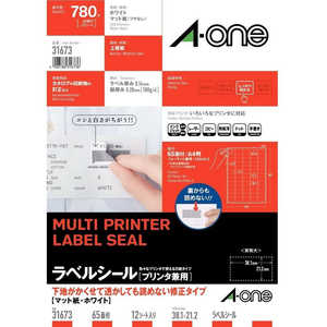 エーワン ラベルシール(プリンタ兼用) A4サイズ・65面・12シート・780片 31673 エーワン ラベルシール(プリンタ兼用) A4サイズ・65面・12シート・780片 31673