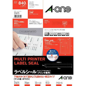 エーワン ラベルシール(プリンタ兼用) A4サイズ・70面・12シート・840片 31675 エーワン ラベルシール(プリンタ兼用) A4サイズ・70面・12シート・840片 31675